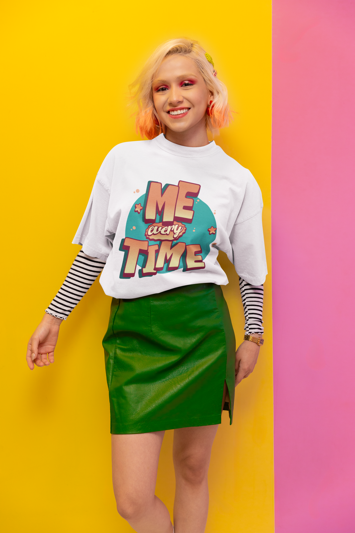ME EVERY TIME & ONE WOMAN AT A TIME Oversized T-shirt combo